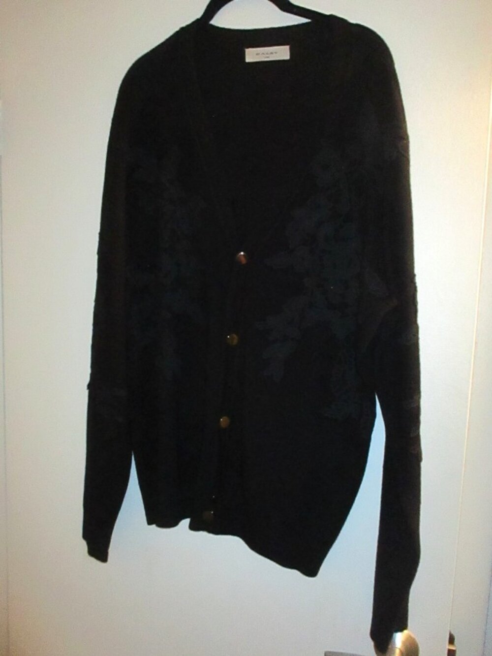 TSC BRIAN BAILEY BLACK EMBROIDERY CARDIGAN MEDIUM NEW